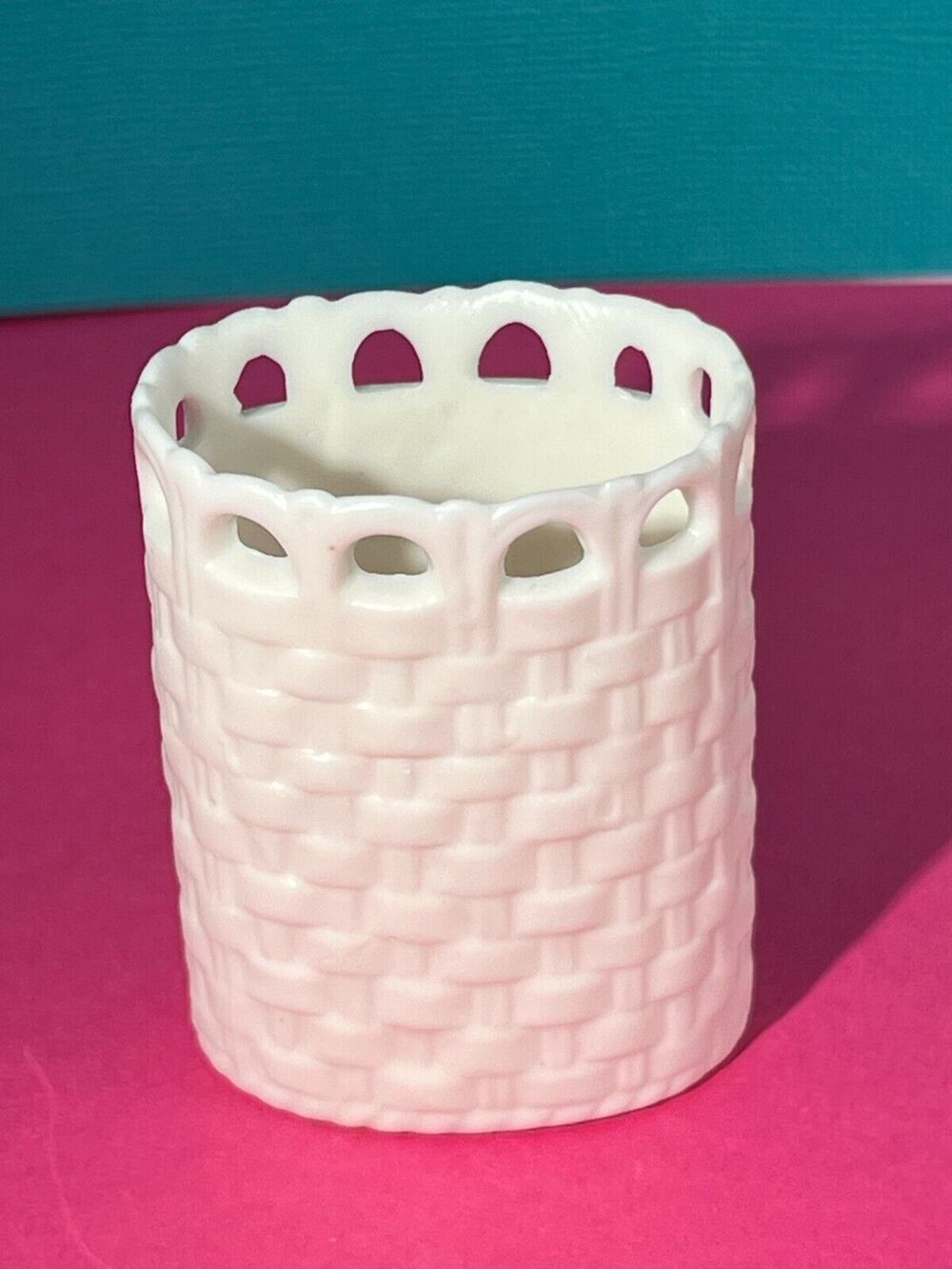 Porcelain Wicker Miniature Basket Made in Japan